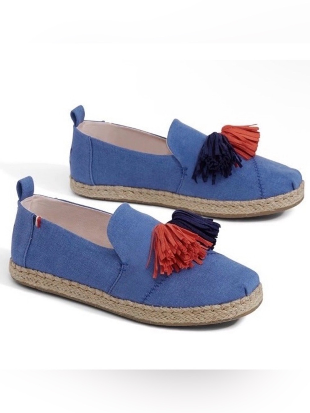 Tom’s x Clare V. Blue Espadrille Tassel Slip-On Shoes